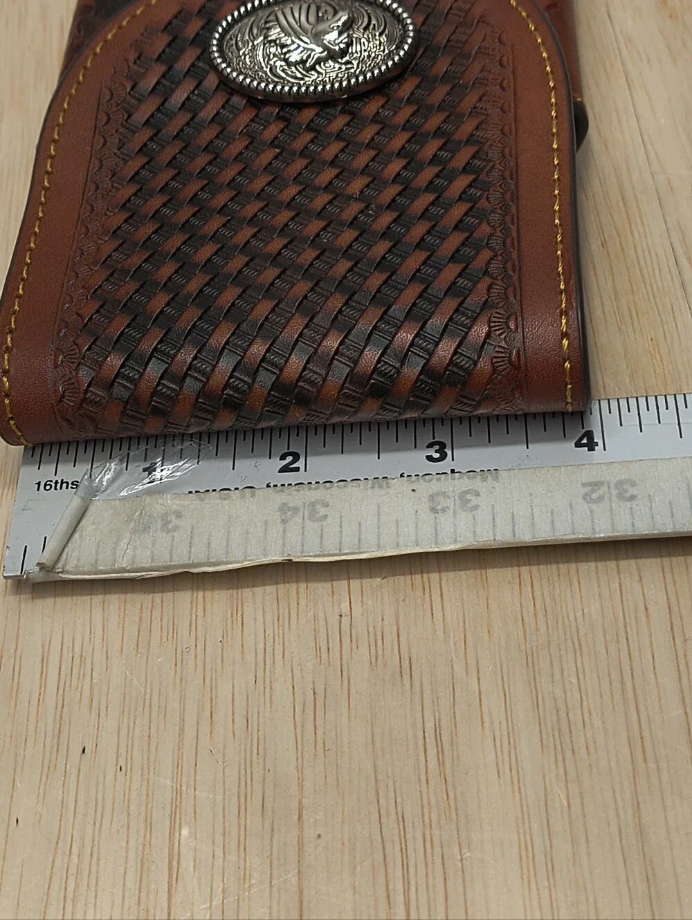 Horse Western Genuine Leather Phone Holster Handtooled Brown XLARGE